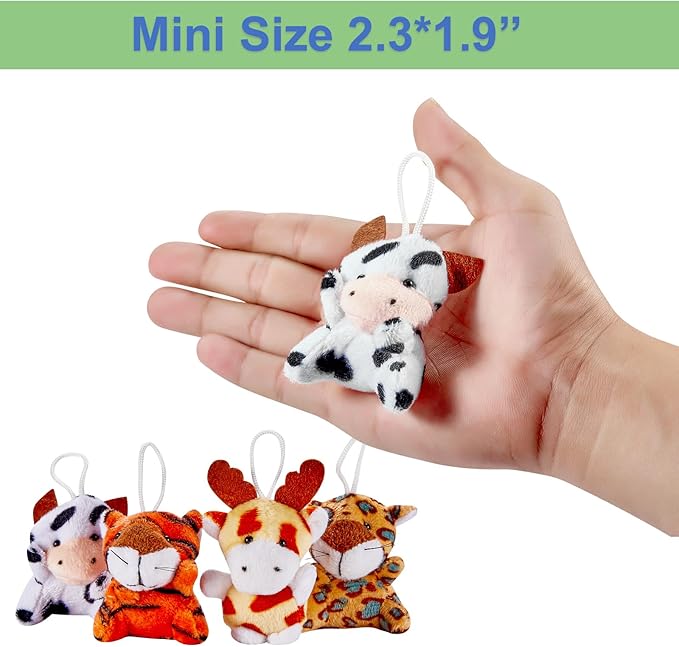 120 Pack Mini Animal Plush Toy Set,Stuffed Animal Party Favors,Keychain Decoration,Christmas Party Favors,Easter Egg Stuffer,Valentine Exchange Toy,Carnival Prize