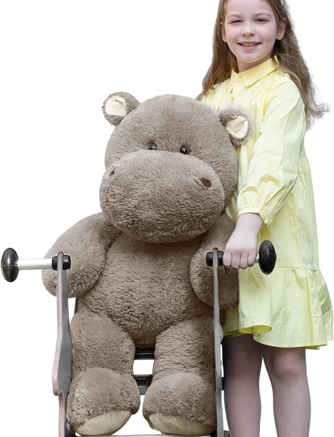 BENINY 36 Inch Giant Hippo Stuffed Animal, Oversized Gray Hippo Plush Pillow, Soft Humongous Hippopotamus Toy Gift for Kids, Boys and Girls