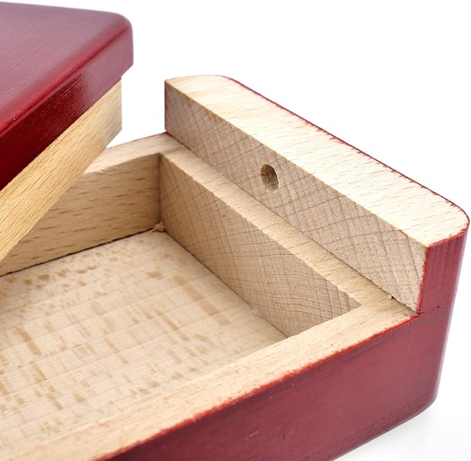 DC-BEAUTIFUL Impossible Puzzle Master Secret Opening Wooden Red Magic Box with Secret Drawer - Mysterious Gift Puzzle