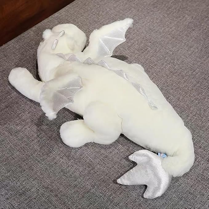 51.2" White Dragon Stuffed Animal, Giant Soft Dinosaur Plush for Kids and Adults, Sturdy Fluffy Plushie Pillow