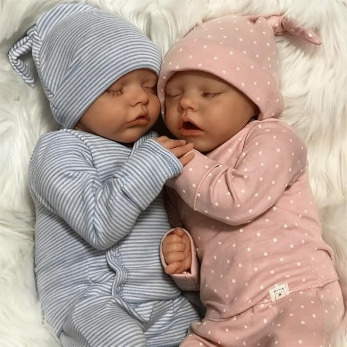 Anano Reborn Baby Dolls Vinyl Full Body, 18 in Realistic Baby Doll Twins Girl, Full Vinyl Babys Doll Lifelike, Newborn Real Life Babys Reborn Twins Dolls with Accessories