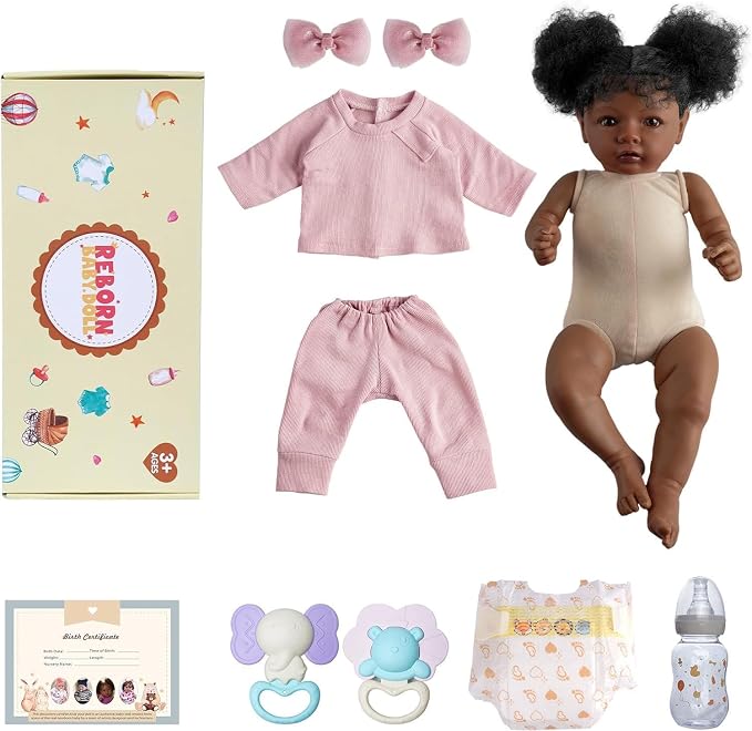 BABESIDE Lifelike Reborn Baby Dolls Black Girl- 20 Inch Soft Vinyl Body Realistic-Newborn Handmade Real Life Baby Dolls with Clothes and Toy Gift for Kids Age 3+