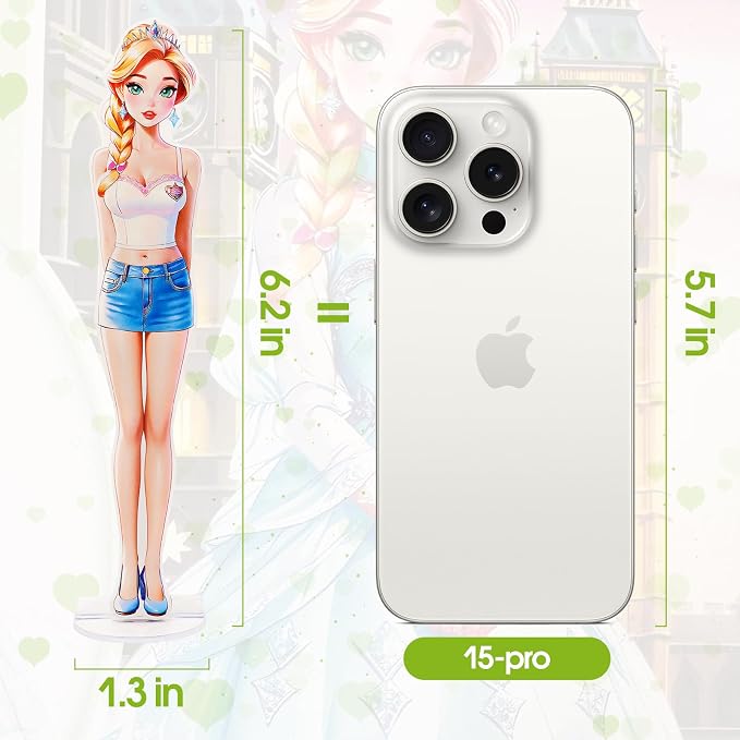 PainZieteg Magnetic Dress Up Dolls, Magnetic Princess Dress Up Paper Dolls, Magnetic Dress Up Dolls for Girls Ages 4-10 Learning Created Imagine Set Birthday Gift (Lea)