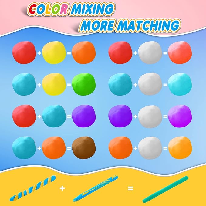 ESSENSON Magic Clay - Air Dry Clay 24 Colors, Modeling Clay for Kids with Tools, Toys Gifts for Age 3 4 5 6 7 8+ Years Old Boys Girls Kids | Includes Tools, Soft & Ultra Light, Ages 3-8+ Years, Boys & Girls
