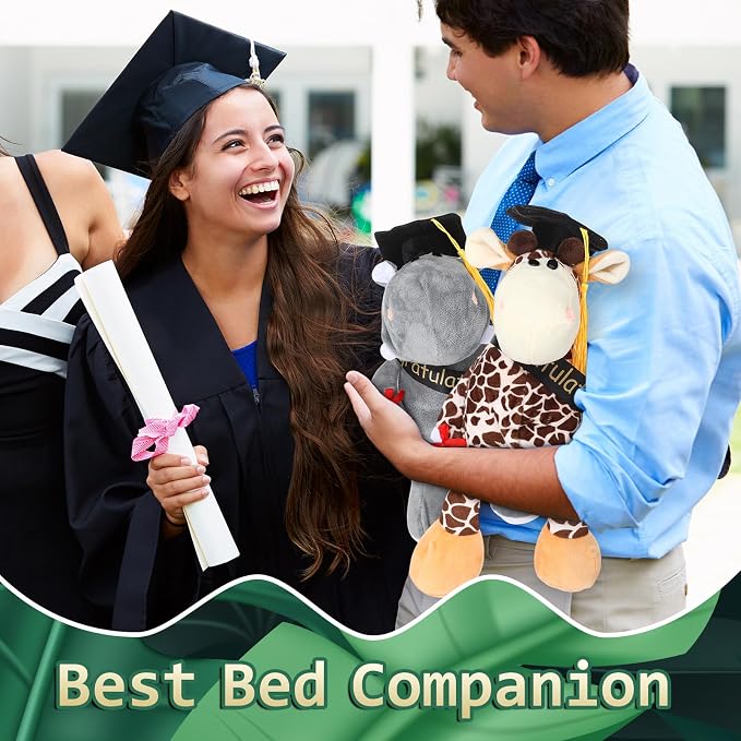 HyDren 10 Pieces 9 Inches Graduation Safari Stuffed Animals Set Plush Safari Stuffed Animal Elephant Giraffe Lion Tiger Monkey Rhinoceros Zebra Leopard Hippo for 2026 Graduation Party Favors Gifts