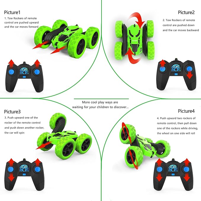 Hamdol RC Stunt Car for Kids Ages 6–12, Double-Sided Remote Control Car with LED Lights, 4WD Electric Toy Vehicle, USB Rechargeable, Perfect Birthday, Holiday for Boys & Girls