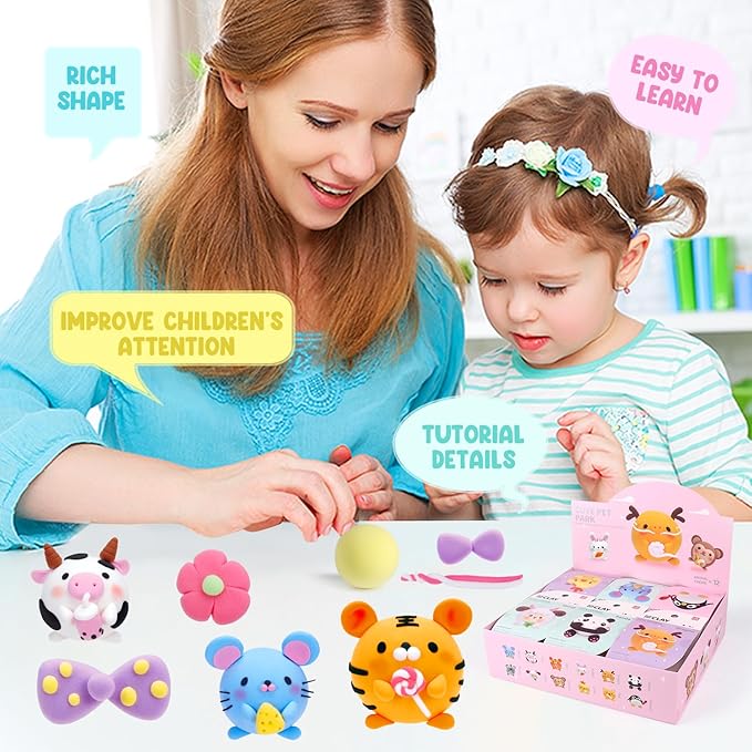LOUFOR Air Dry Clay Kits - Modeling Clay for Kids, Ultra Light & Soft, Safe & Non-Toxic, DIY Airdryclay Kit with Sculpting Tools and Tutorials, Creatible Art Crafts Toys Gifts for Boys Girls