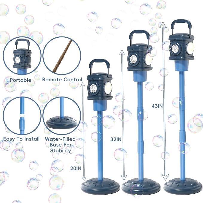 Automatic Bubble Machine for Kids & Toddlers 1-3, Remote Control LED Street lamp Bubble Toy for Indoor House Outdoor Play, Summer Water Toys for Toddler Baby Boy Girl Birthday Party Gifts