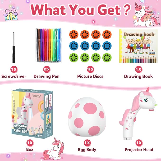 KETIEE Unicorn Drawing Projector Toys for Ages 5-7: Smart Art Sketcher Tracing and Drawing Projector for Kids with 96 Stencils, Spring for Girls Boys Ages 3+