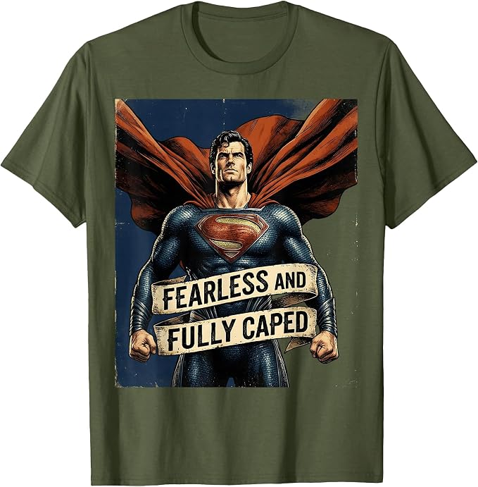 Fearless and Fully Caped Superhero Design T-Shirt