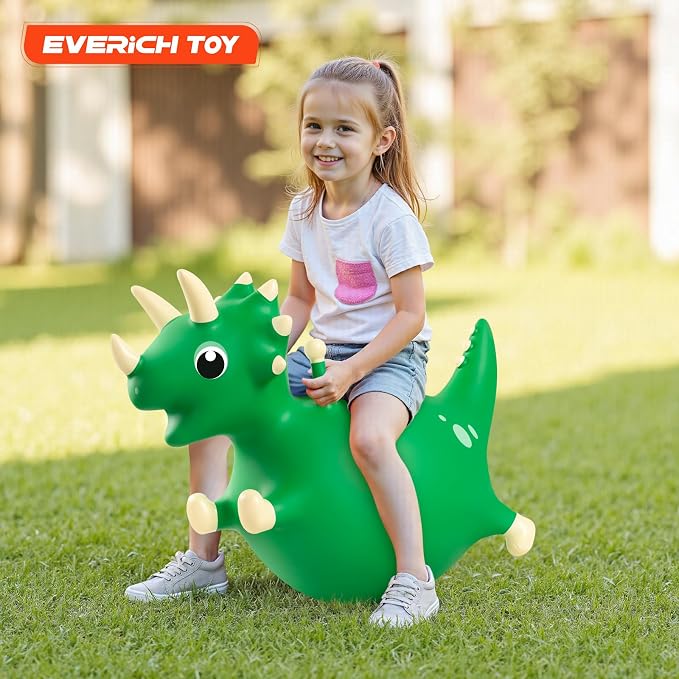 Bouncy Dinosaur Hopping Toy, Bouncy Animals Ride on Horse Hopper, Indoor Outdoor Inflatable Bouncer, Birthday Gifts for Boys Girls 4 5 6 7 8 Years Old Toddler