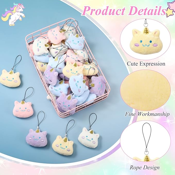 Libima 40 Pcs Mini Unicorn Keychain Small Unicorn Party Prizes Mini Animals Keychains Charm Set for Christmas Carnival Birthday Prizes Decoration for Clothes