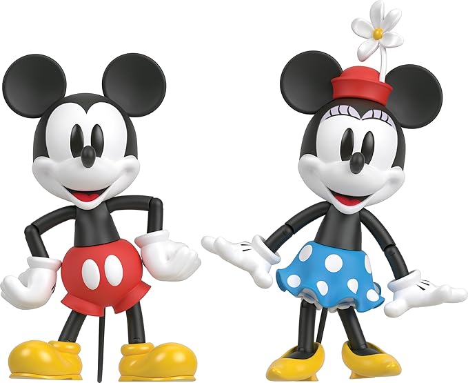 Mattel Disney 100 Collectible Action Figures Mickey and Minnie Mouse, Posable Characters, Swappable Head & Hands, Soft Good Elements