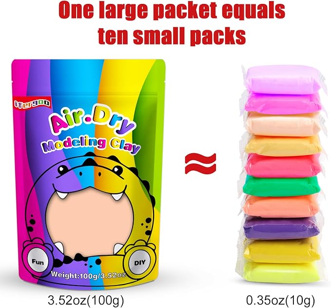 ifergoo Skin Air Dry Clay, DIY Creative Modeling Clay for Kids, Super Light Magic Foam Clay for Kids Age 3-12, Soft, No-Sticky & Non-Toxic, Molding Clay for School Art & Craft Project(Skin/100g/3.5oz)