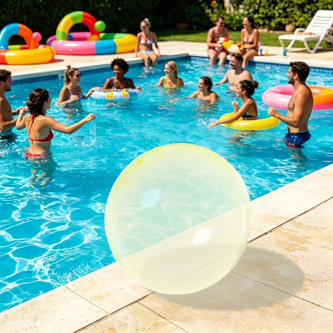 32 Inch Giant Water Bubble Ball for Adults Teenagers Giant Inflatable Water-Filled Ball Soft Rubber Ball for Outdoor Pool Beach Garden Yard Games (Yellow)