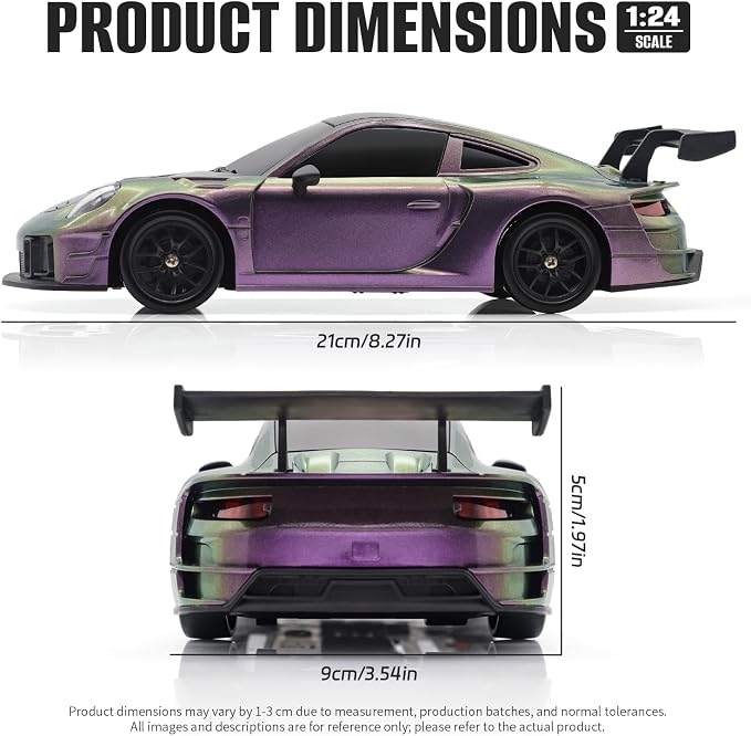 RC Drift Car, 1:24 4WD Remote Control Cars Vehicle with LED Light,2.4GHz 20KM/H High Speed RC Cars with Two Batteries & Drifting Tires Racing Sport Toy for Adults Boys Girls Kids