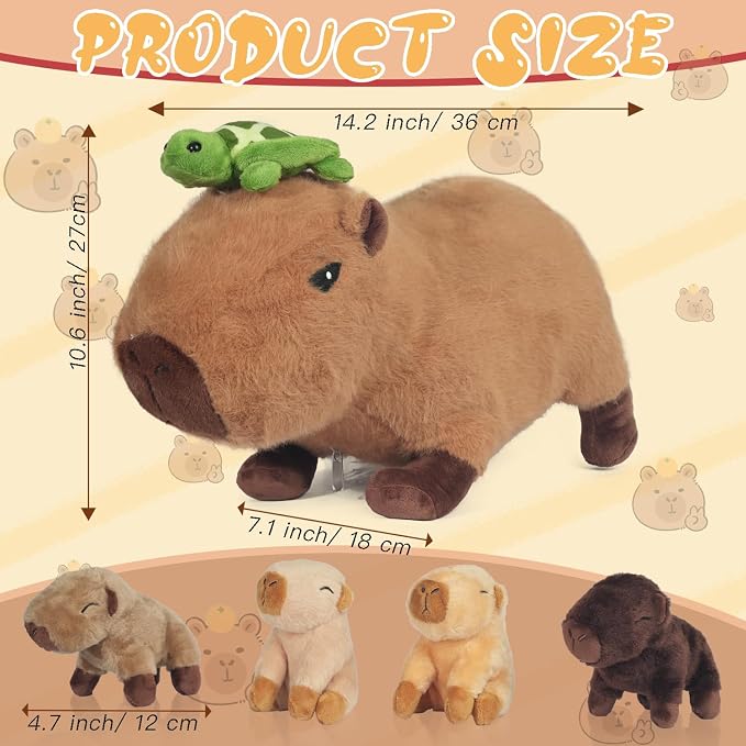5 in 1 Capybara Plush, 14.2" Capybara Stuffed Animal with Babies Inside, Mommy Stuffed Capybara Plushies Pillow Toys with 4 Baby Capibaras Peluches for Kids Christmas Birthday Gifts Party Favors