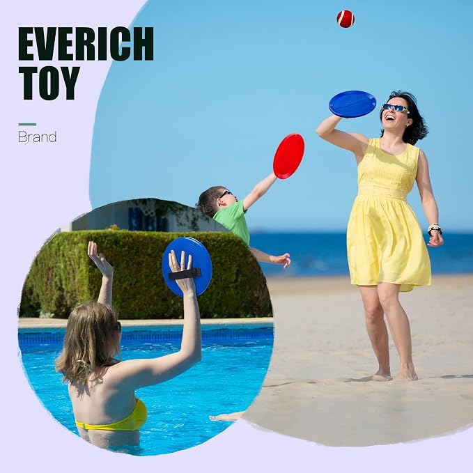 Toss and Catch Ball Game Set, Upgraded Sticky Paddle Ball Set for Kids & Toddlers, Sturdy & Water-Resistant Outdoor Backyard Beach Pool Toy, Birthday Gift for Boys Girls Ages 3-12