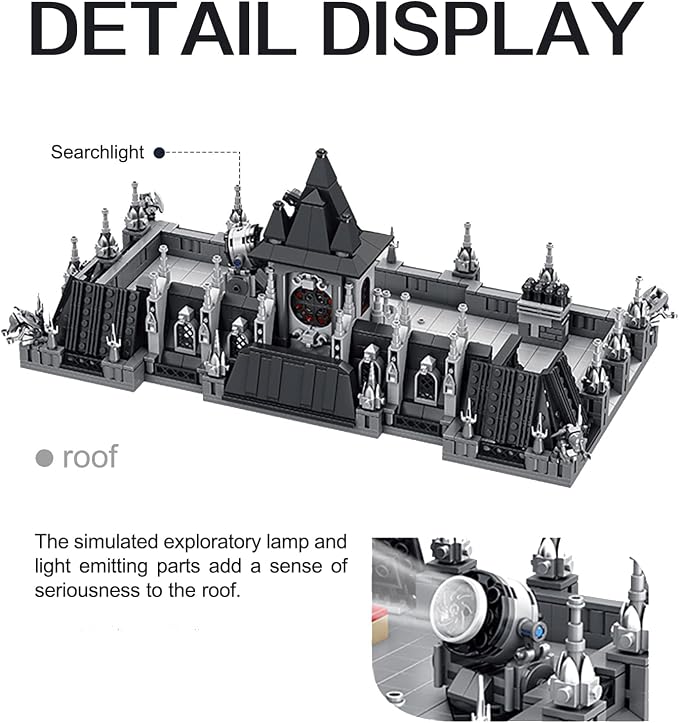 ELAICREE 7537 Piece Three Level Madhouse Modular Building Blocks Bricks Set Insane Asylum Hospital Toy Bricks with an LED Lighting