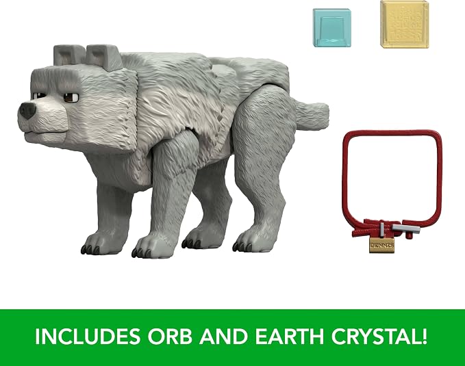 Mattel Minecraft Action Figure & Accessories Set, 3.25-inch Dennis The Wolf Posable Character Collectible Inspired by A Minecraft Movie