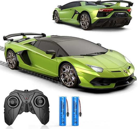 AEROQUEST 1:16 Lamborghini Remote Control Car （Green） | Officially Licensed,Birthday Gift,Toys for ages 3-8,Aventador SVJ Mode,Electric Sport Racing,Hobby RC Cars,100 minutes
