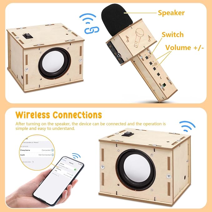 Stem Projects Karaoke Machine Toys for Boys Age 8-12 12-14 Science Kit Building Own Bluetooth Speaker & Microphone DIY Electronics Kit for Kids Kid 9-12 Boy Toys Birthday Gift 8 9 10 11 13 Teen Girl