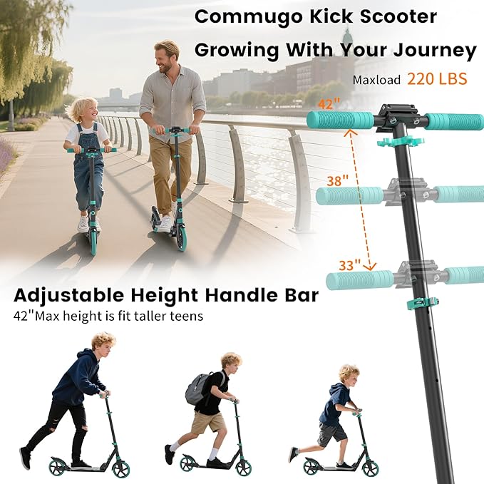 Kick Scooter for Kids 5-12, Teens, Adults, CPSC Certified Foldable Lightweight Sport Scooter with 8 Inch Wheels, Max Load 240 LBS, Gift for Childs