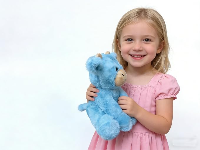 YUKOUQIAN Cute Cow Plush Stuffed Animal Doll Toy 8 inch for Girls Boys (Siting Cow CAI Blue)