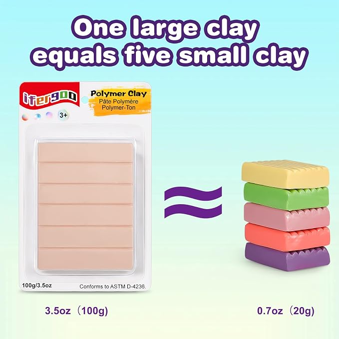 ifergoo Polymer Clay, 100g Modeling Oven Baked Model Clay for Sculpting, DIY, Artistic Creation & School Projects, Great for Kids and Adult (Peach)