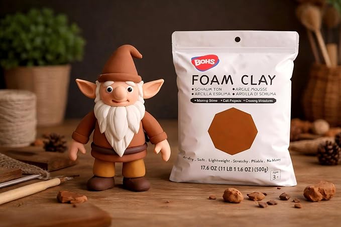 BOHS Chocolate Brown Modeling Foam Clay - 500g, No Cracks,No Stains,Soft, Air Dry -for Flower Mirror,Cosplay,Fake Bake, Slime Supplies - 1.1 Lbs