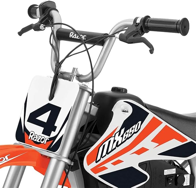 Razor MX650 Dirt Rocket Bike Electric Ride-On for Ages 16+, 220 lb Max Weight, Orange – 36V Battery, Up to 17 Mph, 40-Min Run Time, Twist-Grip Throttle, 16” Front and 14” Rear Pneumatic Tires