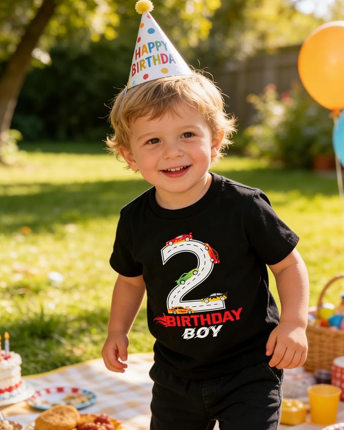 Lovekider 2-5 Years Birthday Boy Shirt Construction Party T-Shirts Excavator Cotton Short Sleeve Tee Dark Grey
