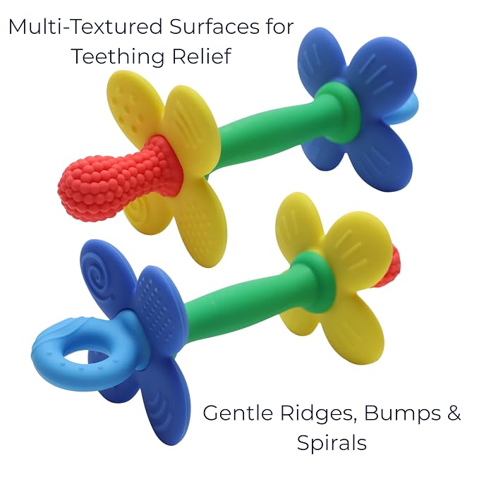 Silicone Teether Tube Stick for Babies – Textured Teething Toy with Grip Handle, Reaches Front Gums & Back Molars, BPA-Free, Easy to Hold