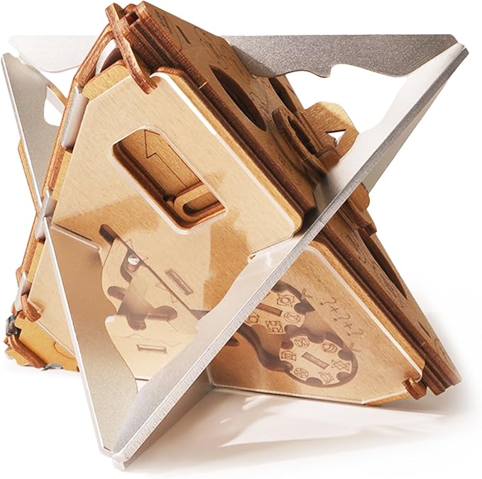 PUZZLE POTATO Anti-Gravity Puzzle Box - 3D Brain Teaser Puzzle for Adults - Wooden Treasure Chest - Money Puzzle Box for Cash Gift - Escape Room Game (Metal)