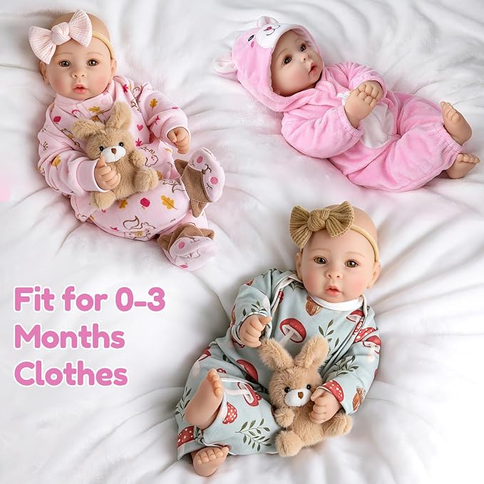 Aori Baby Dolls Realistic, 17-inch Lifelike Soft Body Baby Girl That Look Real with Feeding Kit Included, Ideal Gift for Kids, Birthday, Pretend Play