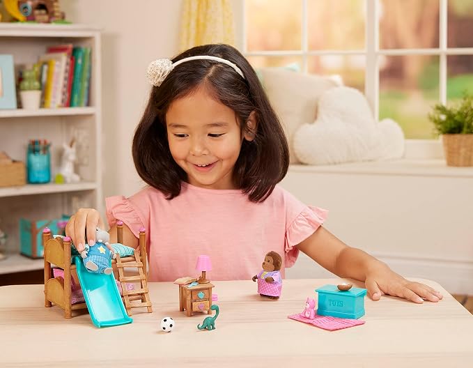 Li'l Woodzeez – Bunk Bed Bedroom Set – Adorable Animal Figurines – Dollhouse Furniture – Imaginative Play for Kids Ages 3 Years and Up – Colorful & Durable – Encourages Creative Storytelling