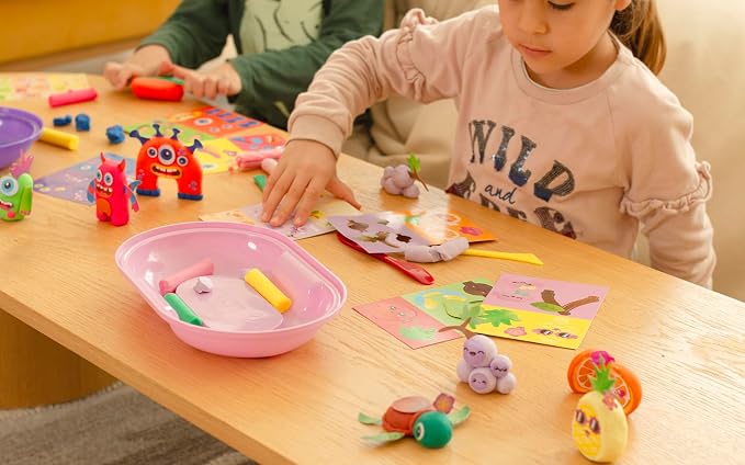 Jovi - Play&Fun Sweet, Fruit Character kit for Children with Modeling Clay | Includes Cutouts, 24 Non-Drying Clay Sticks and Tools to Create Fruit Characters, DIY Art for Kids