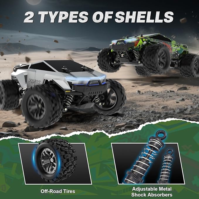 Fast RC Cars for Adult, 1:18 Fast Remote Control Car 40KMH, 2.4GHz High Speed RC Truck 4WD, Waterproof Monster RC Truck with 2 Rechargeable Batteries, Birthday Gifts for for 8+ Year Old Boys Adults