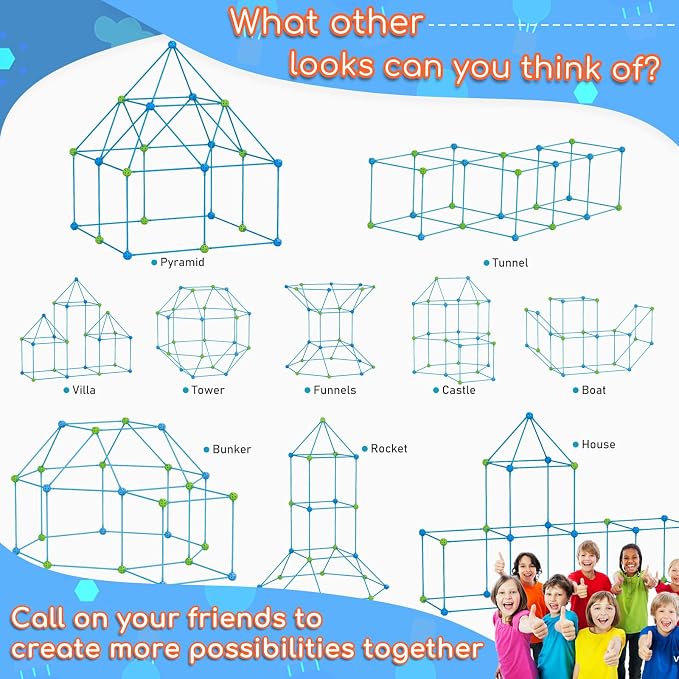 Fort Building Kit for Kids,339 Pieces Ultimate Forts Builder,STEM Construction Toy for 5-12 Years Old Boys and Girls,DIY Creative Fort Gift,STEM Building Toys with Storage Bag,Toy for Indoor & Outdoor