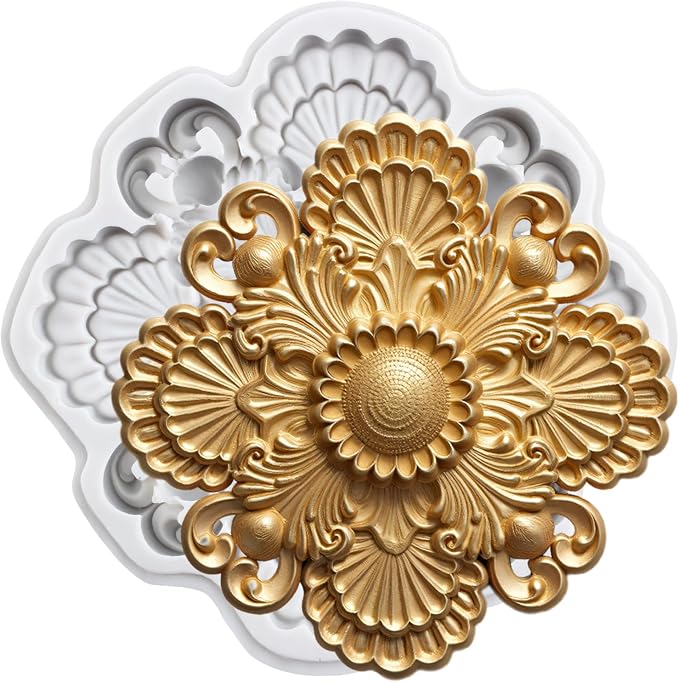 Baroque Polymer Clay Mold Relief Flower Lace Silicone Molds Embossed Flower Mold for DIY Craft Epoxy Resin Casting Polymer Clay Tools Crafts Air Dry Jewelry Making