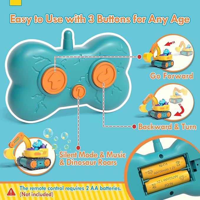 Lehoo Castle Remote Control Car for Toddlers, RC Excavator Toys for Boys 3-5 Year Old, Rechargeable Construction Toys for 1 2 3 Year Old Boys