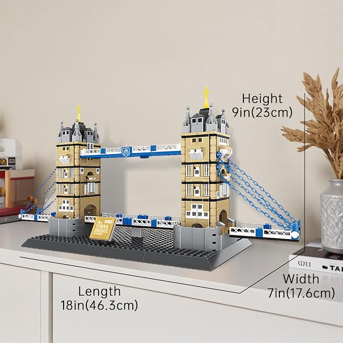 Tower Bridge Building Block Set 969 Pcs London Architecture Building Set for Adults & Teens Historic UK Landmark Model Kit Home Office Desk Decor Display Gift