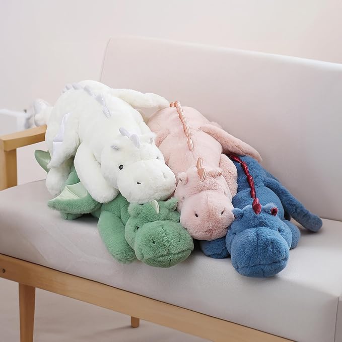 YOUBLEK 40In 5Lb Weighted Stuffed Animals,Cute Plush Dragon,Weighted Stuff Dinosaur Toy for Kids Adult Gift or Decoration (5lb, White)