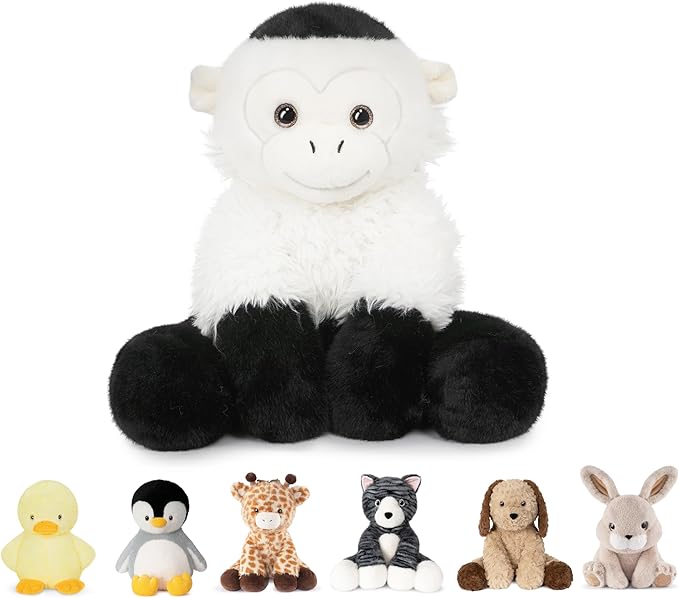 Niuniu Daddy 14" | 3.5 Pound Capuchin Monkey Weighted Stuffed Animal for Kids & Adults, Large Plush Toy with Soft Fur, Weighted Plushies Pillow for Sensory Calm, Huggable Gift for Everyday Comfort