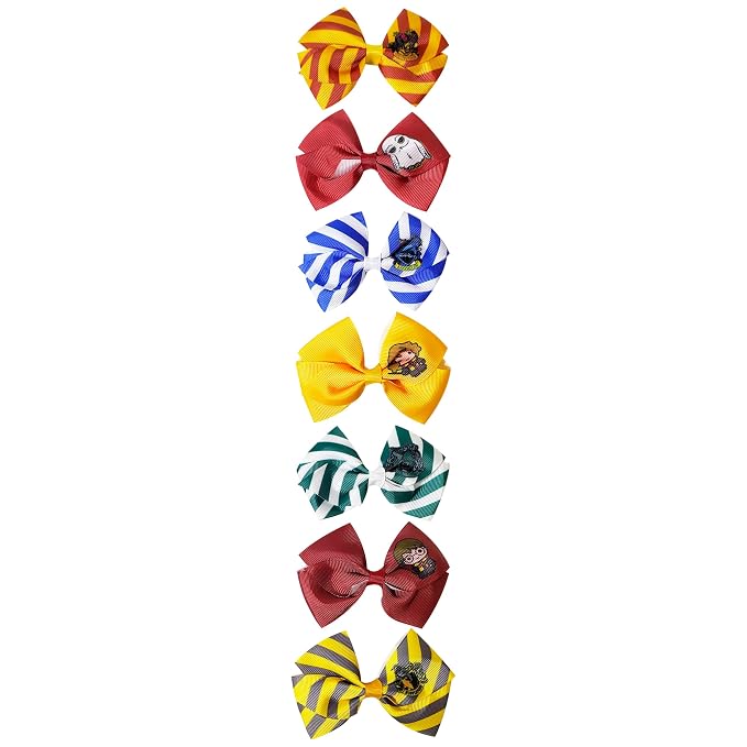 Harry Potter Hair Bows - Hair Accessories Gift Set - 7 Pcs 4 Inch Bundle - Hair Bows for Girls - Different character on each clip - Alligator Clip - Ages 3 +