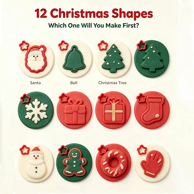 Dough Tool Set, 21 Pcs Dough Tools Sets for Kids Ages 4-8, Dough Accessories Includes Cutters Roller, Rolling Pins, Safety Scissors, Plastic Knife, Christmas Shapes Cutters
