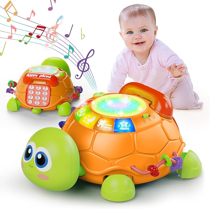 Letapapa Baby Toys 6 to 12 Months, Musical Turtle Baby Toys for 12-18 Months, Crawling Toy with Light & Sound, Educational Toy Birthday Gift for Baby Infant 3-6 7 8 9 10 Months 1 Year Old Toddlers