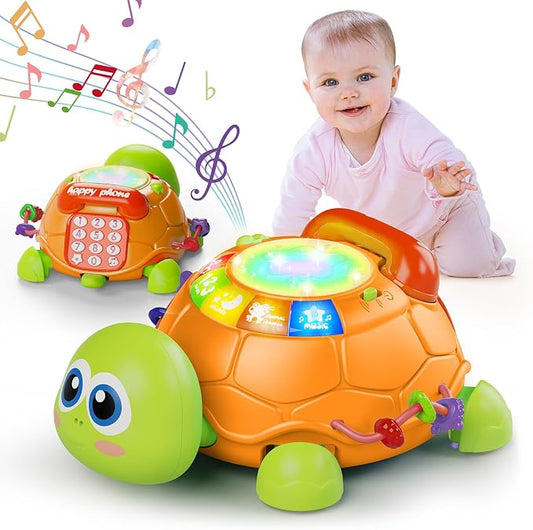 Letapapa Baby Toys 6 to 12 Months, Musical Turtle Baby Toys for 12-18 Months, Crawling Toy with Light & Sound, Educational Toy Birthday Gift for Baby Infant 3-6 7 8 9 10 Months 1 Year Old Toddlers