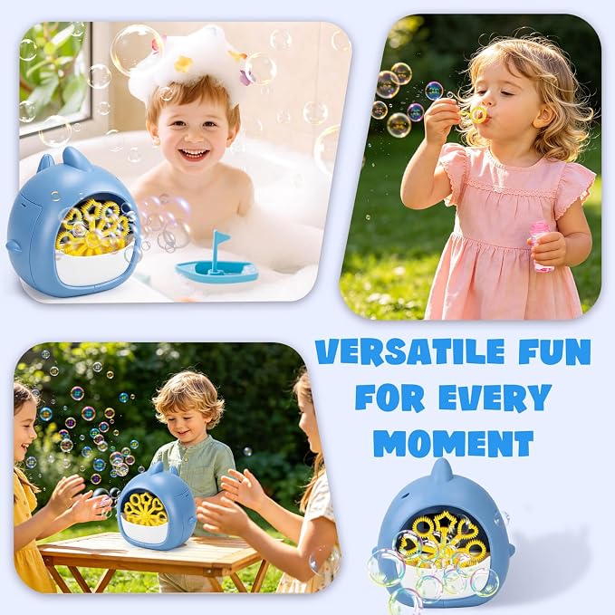 Aooess Shark Bubble Machine for Kids Age 4-8: Automatic Bubble Blower Machine Toy Cute Animal Bubble Maker Toy for Toddlers Boys Girls Age 3+, Summer Outdoor Party Birthday Gift, Blue