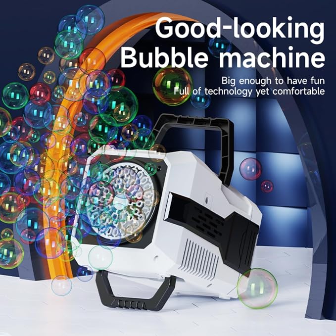 2026 Bubble Blower with LED Lights Automatic Bubble Machine Operated by USB or Battery,for Wedding/Outdoor Party Essential Toy Kids Birthday Gift